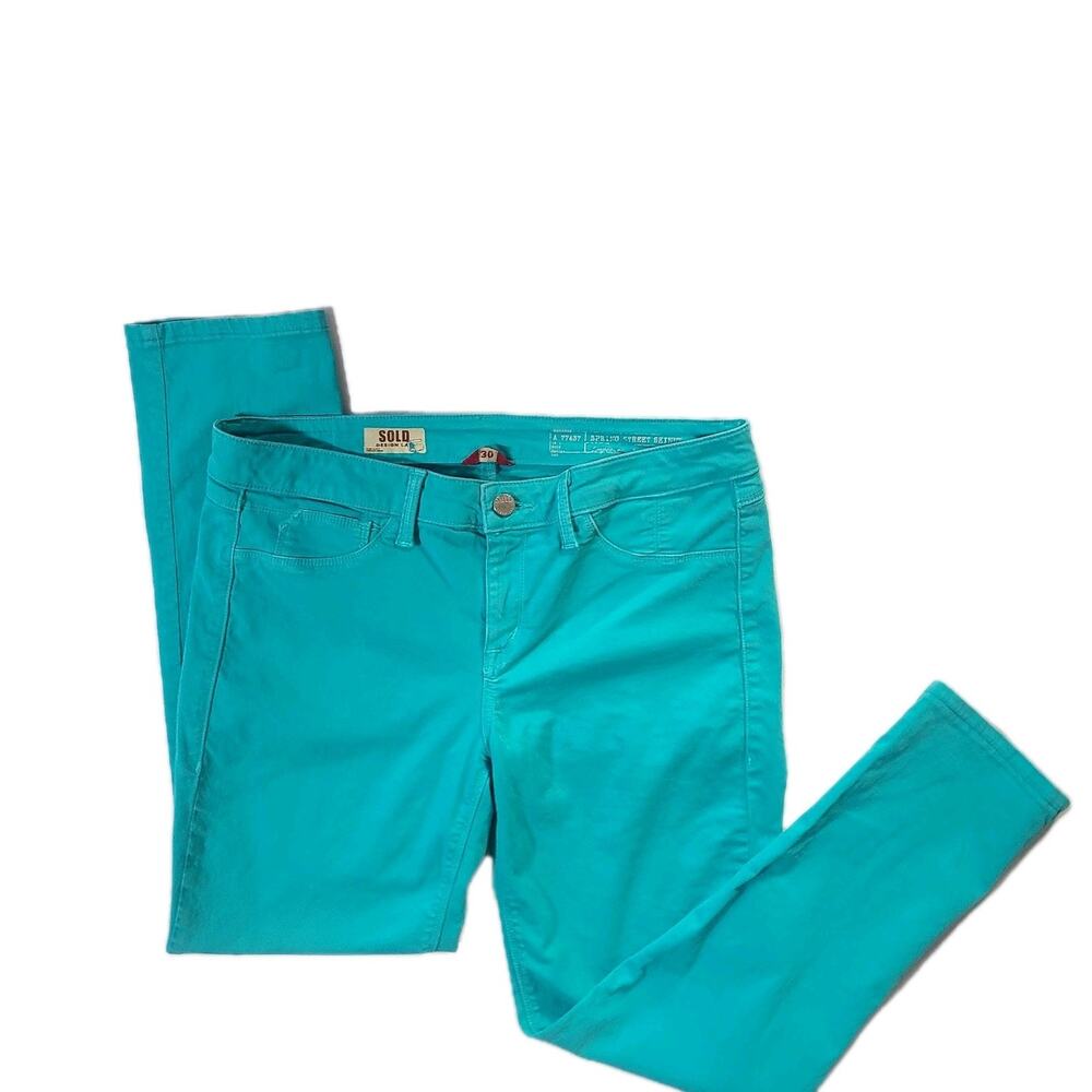 Sold Design Spring Street Skinny Pants Sz M Women’s Turquoise Mid Rise Stretch - Picture 2 of 8